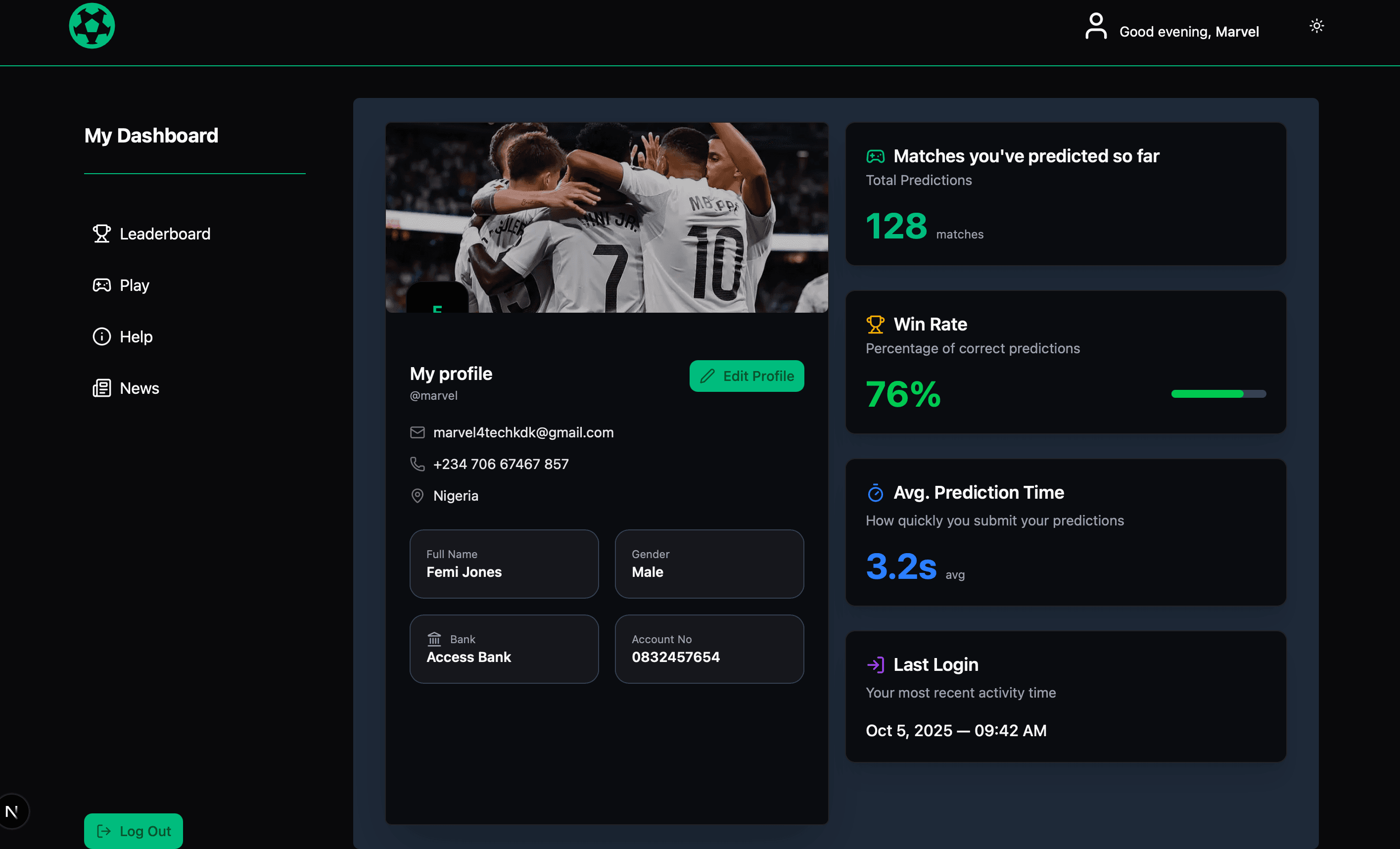 Player Dashboard