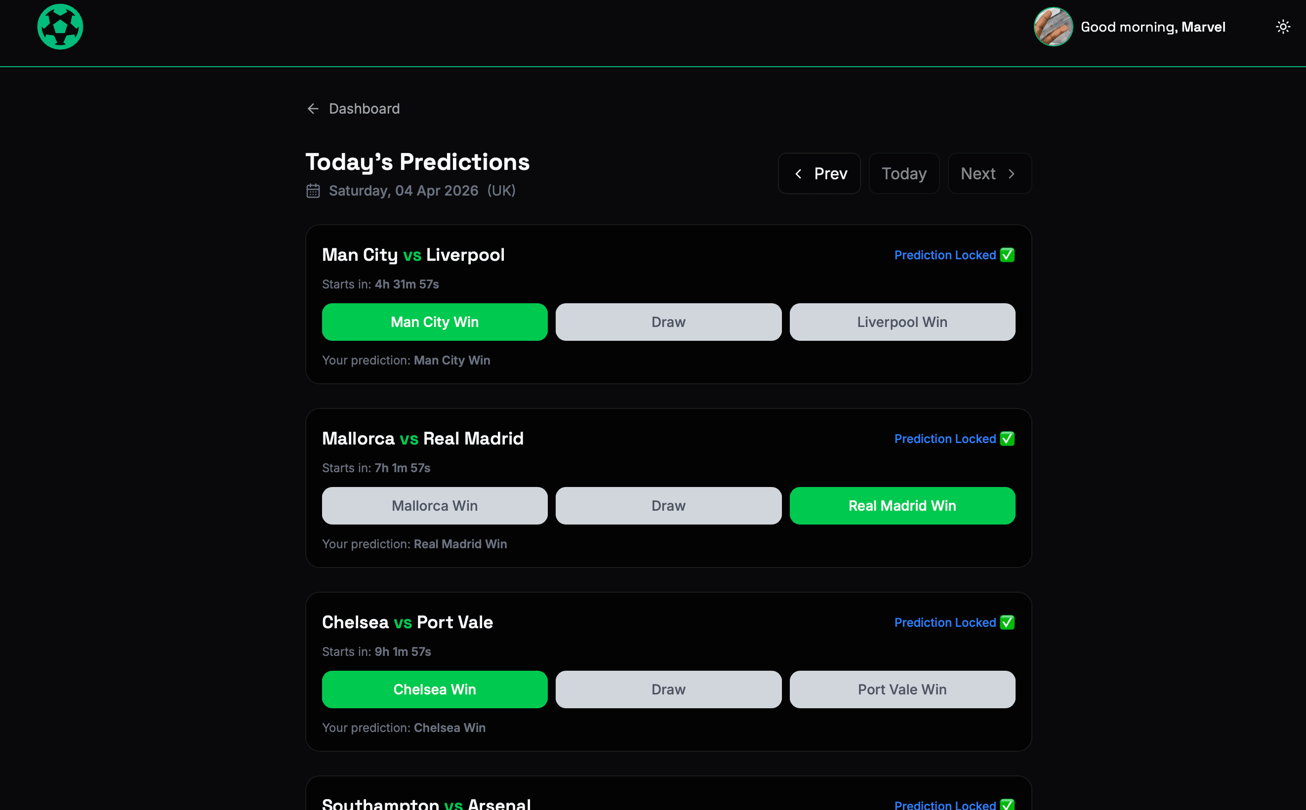 Predict Today's Games