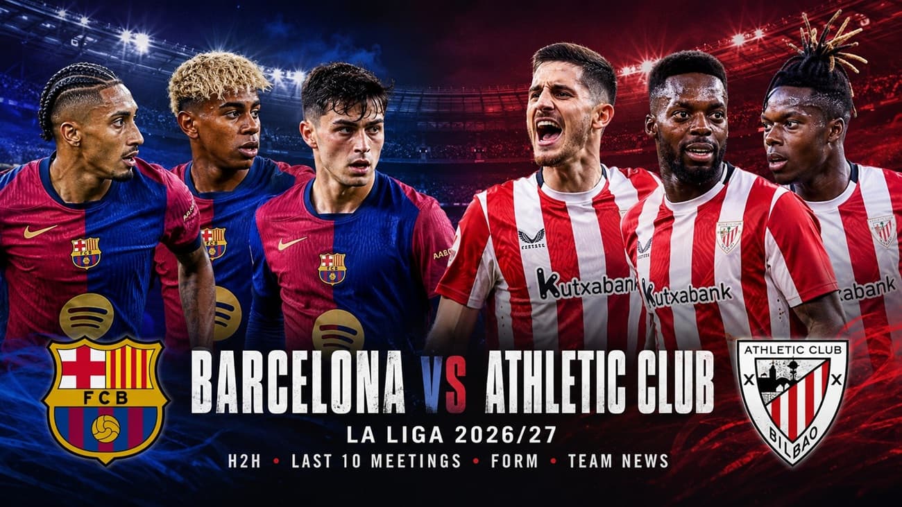 Barcelona vs Athletic Club 2026-27 La Liga: H2H, Last 10 Meetings, Form and Team News