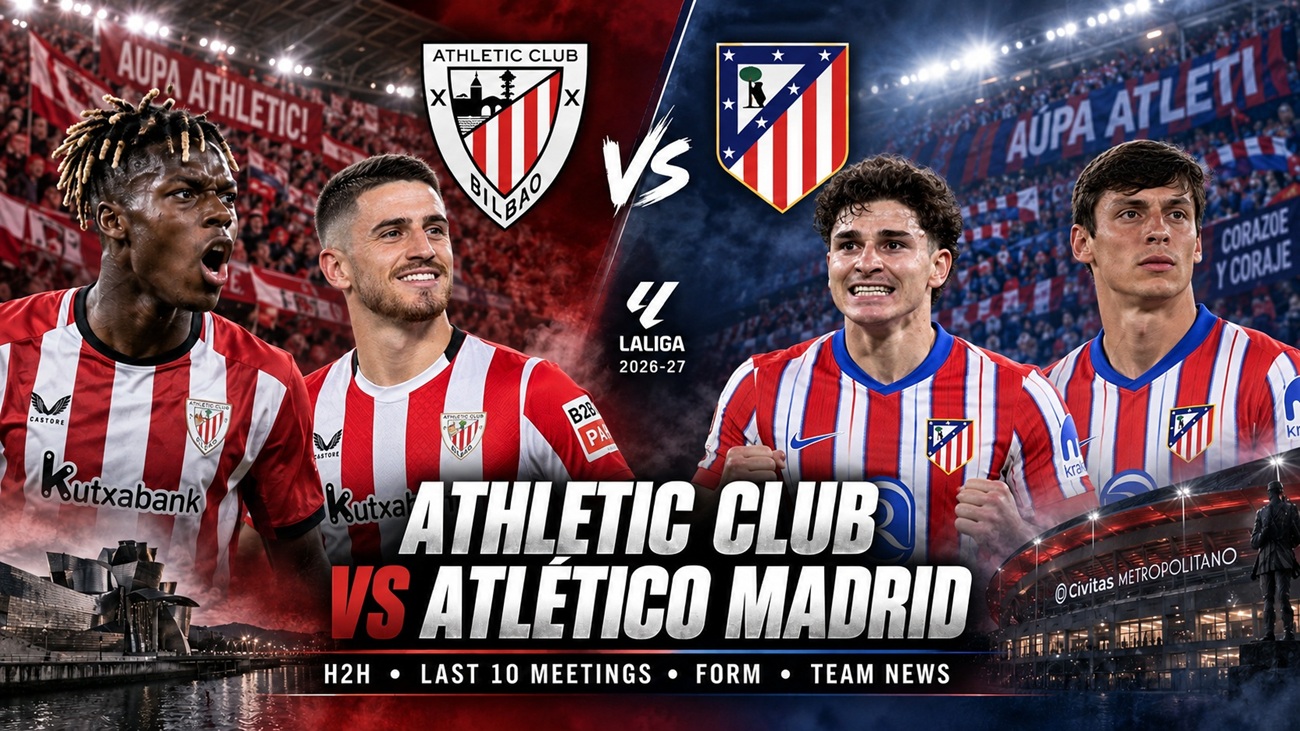 Athletic Club vs Atlético Madrid 2026-27 La Liga: H2H, Last 10 Meetings, Form and Team News