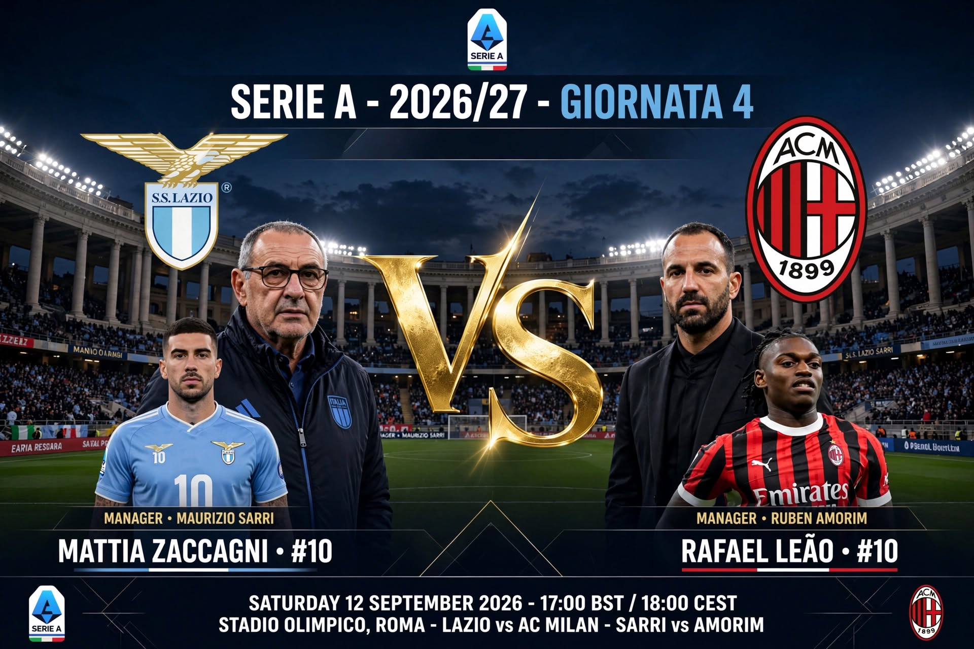 Lazio vs AC Milan 2026-27 Serie A: H2H, Last 10 Meetings, Form and Team News